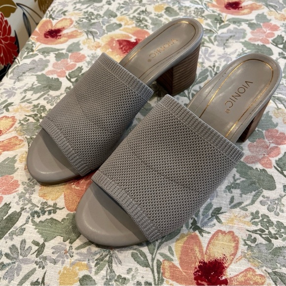 Vionic Shoes - Vionic Gray Mules with Perforated Design